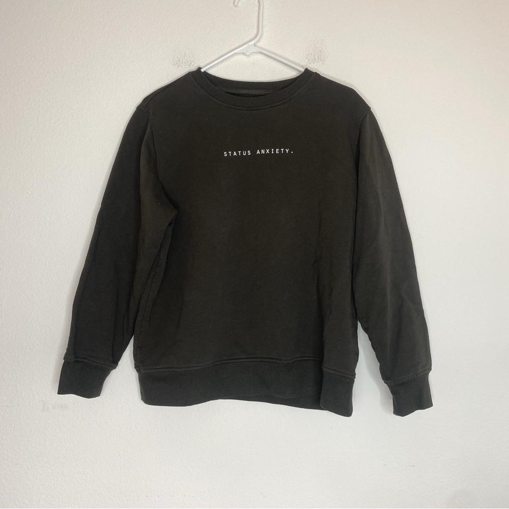 Status Anxiety Washed Black Gray Crewneck Sweatshirt